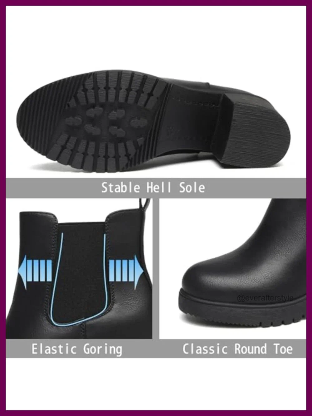 Vegan Leather Low Heel Chunky Ankle Boots Women Chelsea Bootie